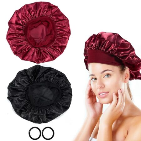 offerta a tempo: set di 2 cappelli da notte in seta con 2 capelli elastici, cappello da notte riutilizzabile in raso — 30% da 5,99 € a 4,19 €