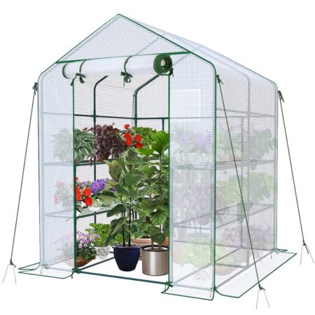 offerta a tempo: vounot serra da giardino 143x143x195 cm con porta avvolgibile e finestra di osservazione — 6% da 79,99 € a 74,99 €