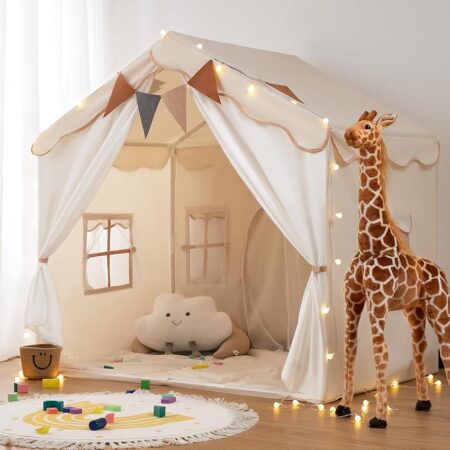 offerta a tempo: 2 in 1 tenda per bambini besrey, tenda casetta da gioco con 2 porte e 4 finestre — 10% da 79,99 € a 71,99 €