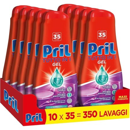 offerta a tempo: pril gel all in one igiene, detersivo lavastoviglie liquido con bicarbonato — 20% da 53,90 € a 43,26 €
