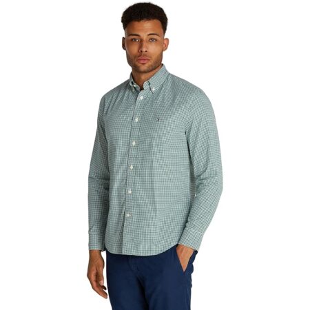 offerta a tempo: tommy hilfiger uomo camicia flex poplin gingham regular fit, multicolore (nouveau green/optic white) — 3% da 31,59 € a 30,60 €