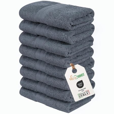 offerta a tempo: nice homeit set 8 asciugamani viso e ospite in cotone 35x55 in 100% cotone filato — 15% da 19,99 € a 17,09 €