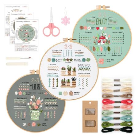 offerta a tempo: glasflength kit di 3 ricamo starter, set da ricamo per principianti adulti e bambini — 15% da 14,29 € a 12,14 €