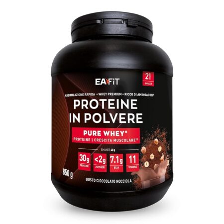 offerta a tempo: eafit proteine in polvere whey – 850g gusto cioccolato alla nocciola – 30g per shaker — 15% da 25,00 € a 21,25 €
