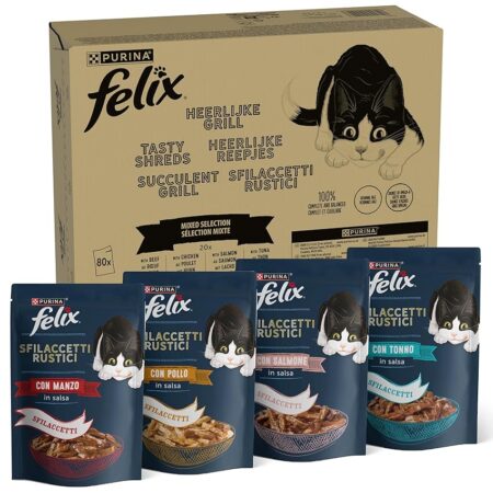 offerta a tempo: felix purina sfilaccetti rustici cibo umido per gatti con manzo — 36% da 57,56 € a 36,99 €