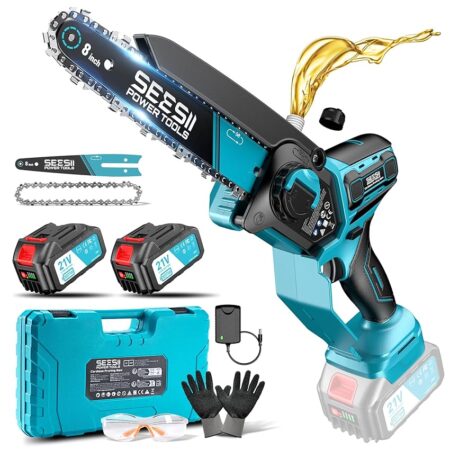 offerta a tempo: seesii 6 & 8 motosega a batteria, 1000 w brushless mini motosega con 2 * 4000 mah batterie — 30% da 99,99 € a 69,99 €