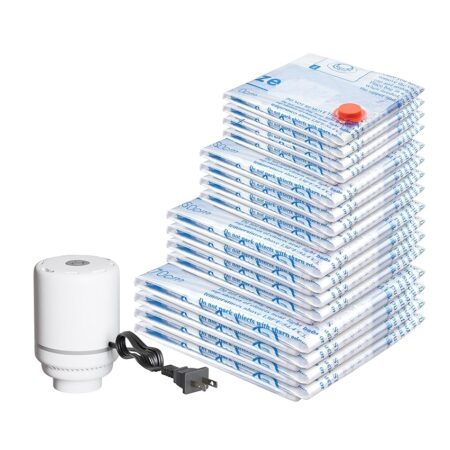 offerta a tempo: set di 16 sacchetti sottovuoto salvaspazio con pompa elettrica — 48% da 29,99 € a 15,58 €