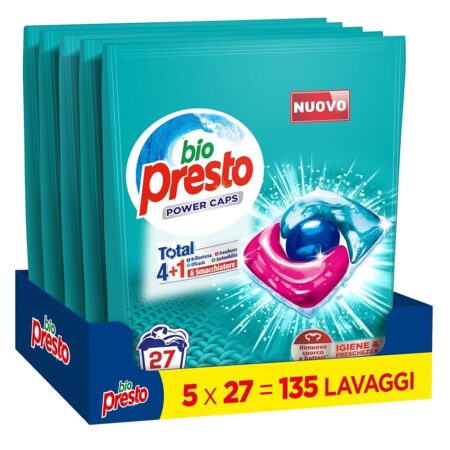 offerta a tempo: bio presto power caps igiene & freschezza, detersivo lavatrice predosato in capsule — 19% da 40,40 € a 32,79 €