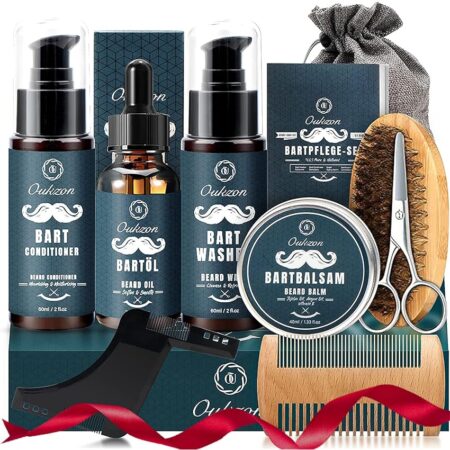 offerta a tempo: oukzon kit barba per uomo, 10 in 1 set regalo cura barba completo professionale con olio barba — 15% da 24,99 € a 21,24 €