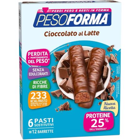 offerta a tempo: pesoforma barrette cioccolato al latte pasti sostitutivi dimagranti 12 barrette — 50% da 12,40 € a 6,21 €