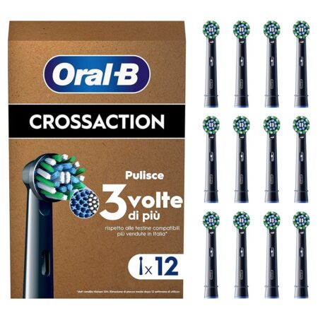 offerta a tempo: oral b testine di ricambio per spazzolino elettrico oral b, pro cross action nere — 36% da 59,99 € a 38,17 €