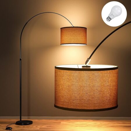offerta a tempo: modlicht lampada ad arco jasmin|incluso led e27|33cm paralume in tessuto nero| interruttore — 23% da 79,99 € a 61,36 €