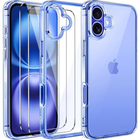 offerta a tempo: ivoler anti ingiallimento chiaro cover per iphone 16 con 2 pezzi pellicola vetro temperato — 10% da 9,95 € a 8,98 €
