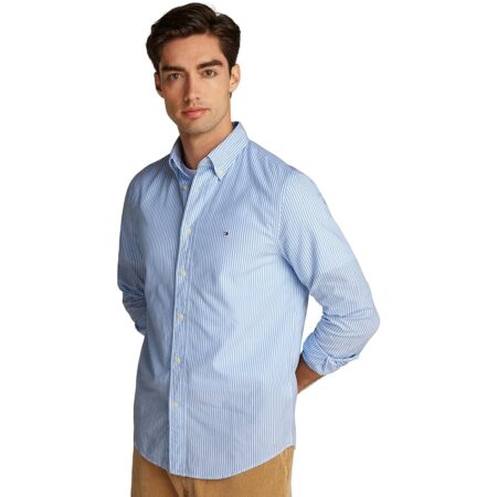 offerta a tempo: tommy hilfiger uomo camicia flex poplin classic regular fit, multicolore (sweet blue/optic white) — 39% da 79,90 € a 48,87 €