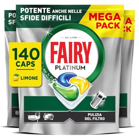 offerta a tempo: fairy platinum 140 pastiglie lavastoviglie brillantante — 42% da 49,19 € a 28,69 €