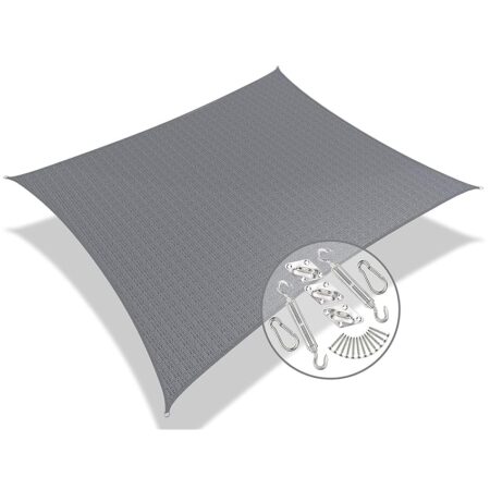 offerta a tempo: vounot tenda da sole per esterno, 2.5x3 m vela ombreggiante rettangolare con kit di fissaggio — 39% da 27,99 € a 17,01 €