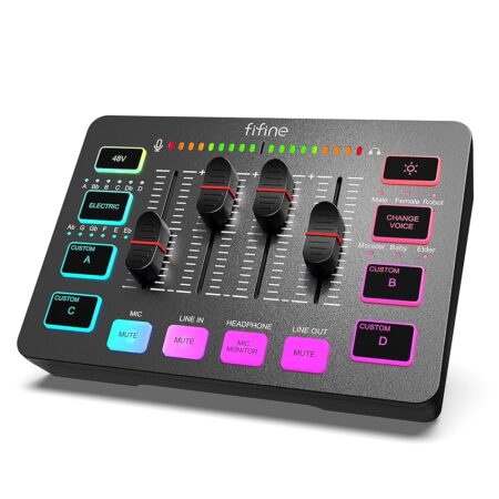 offerta a tempo: fifine mixer audio pc con interfaccia xlr, rgb streaming gaming audio mixer — 15% da 62,99 € a 53,54 €
