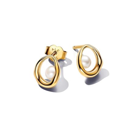 offerta a tempo: pandora essence orecchini a bottone placcati in oro 14k con perla coltivata dacqua — 30% da 79,00 € a 55,00 €