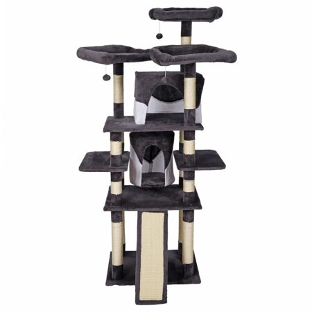 offerta a tempo: albero tiragraffi grigioianco con sisal 170cm tiragraffi con graffiatoio cucce e palline per gatti — 53% da 100,99 € a 47,63 €