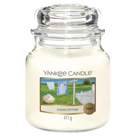 offerta a tempo: yankee candle candela profumata | candela giara media clean cotton | candele a lunga — 34% da 29,90 € a 19,79 €