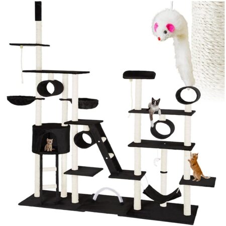 offerta a tempo: tectake® tiragraffi xxl per gatti con cuccette morbide, colonne in sisal — 20% da 178,99 € a 142,99 €