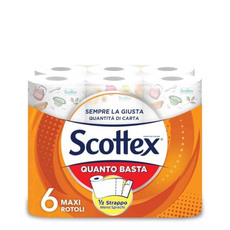 offerta a tempo: scottex quanto basta carta cucina 6 maxi rotoli — 36% da 10,20 € a 6,49 €