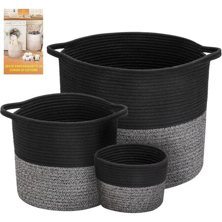 offerta a tempo: set di 3 cesti portabiancheria con manici — 48% da 31,99 € a 16,69 €