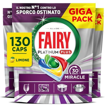 offerta a tempo: fairy 30 minuti miracle detersivo pastiglie lavastoviglie, 130 capsule — 53% da 64,33 € a 29,99 €