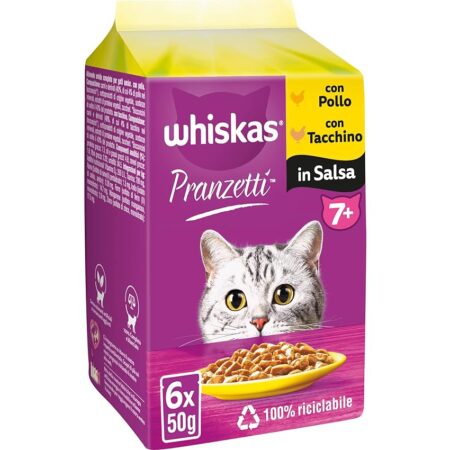offerta a tempo: whiskas pranzetti carni bianche 7+ senior, cibo umido per gatto — 29% da 31,08 € a 21,98 €