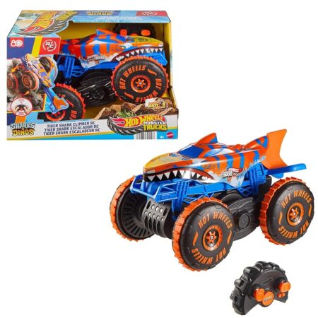 offerta a tempo: hot wheels monster trucks tiger shark super scalatore rc, veicolo radiocomandato — 32% da 74,99 € a 50,90 €