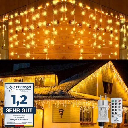 offerta a tempo: wowdsgn luci natale esterno cascata 15m 660led, luci di natale da esterno — 22% da 37,04 € a 28,84 €