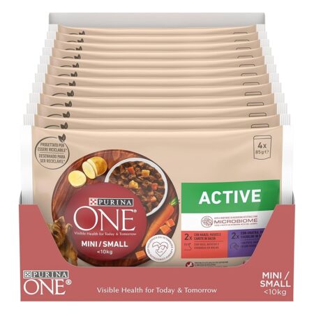 offerta a tempo: purina one active small&mini 10kg cibo umido per cani adulti in salsa con manzo e anatra 48 bustine da 85g — 30% da 23,88 € a 16,68 €